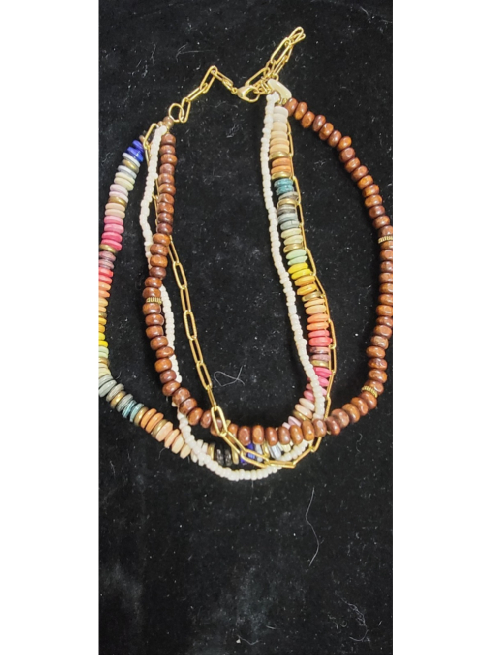 Layered Boho Beaded Necklace in Brown & Multicolor